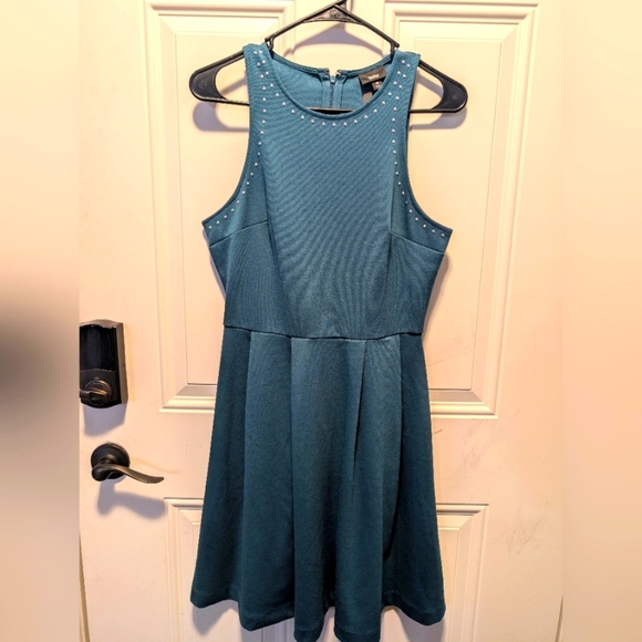 Nwt mossimo teal and silver studded womens dress size small - Picture 1 of 5